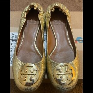 Metallic gold Tory Burch ballet flats